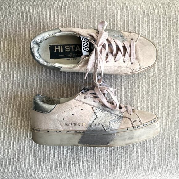 Golden Goose Silver and Cream Sneakers - Picture 1 of 10